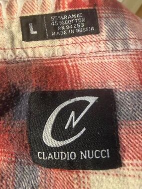 Claudio Nucci Vintage Flannel red plaid button up shirt